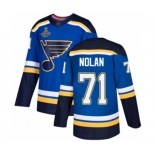 Men's St. Louis Blues #71 Jordan Nolan Authentic Royal Blue Home 2019 Stanley Cup Champions Hockey Jersey