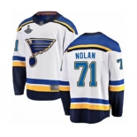 Men's St. Louis Blues #71 Jordan Nolan Fanatics Branded White Away Breakaway 2019 Stanley Cup Champions Hockey Jersey