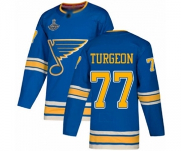 Men's St. Louis Blues #77 Pierre Turgeon Authentic Navy Blue Alternate 2019 Stanley Cup Champions Hockey Jersey