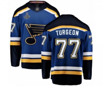 Men's St. Louis Blues #77 Pierre Turgeon Fanatics Branded Royal Blue Home Breakaway 2019 Stanley Cup Champions Hockey Jersey