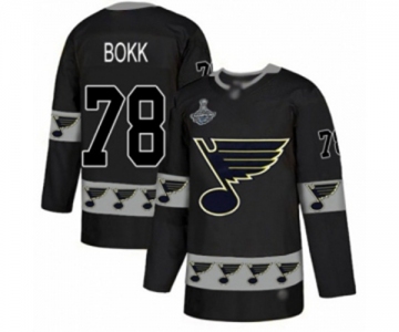 Men's St. Louis Blues #78 Dominik Bokk Authentic Black Team Logo Fashion 2019 Stanley Cup Champions Hockey Jersey