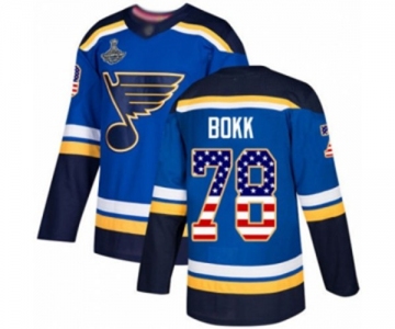 Men's St. Louis Blues #78 Dominik Bokk Authentic Blue USA Flag Fashion 2019 Stanley Cup Champions Hockey Jersey