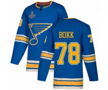 Men's St. Louis Blues #78 Dominik Bokk Authentic Navy Blue Alternate 2019 Stanley Cup Champions Hockey Jersey