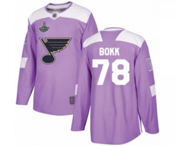 Men's St. Louis Blues #78 Dominik Bokk Authentic Purple Fights Cancer Practice 2019 Stanley Cup Champions Hockey Jersey