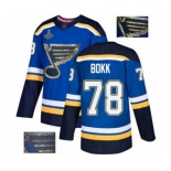 Men's St. Louis Blues #78 Dominik Bokk Authentic Royal Blue Fashion Gold 2019 Stanley Cup Champions Hockey Jersey