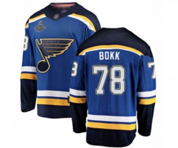 Men's St. Louis Blues #78 Dominik Bokk Fanatics Branded Royal Blue Home Breakaway 2019 Stanley Cup Champions Hockey Jersey