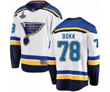 Men's St. Louis Blues #78 Dominik Bokk Fanatics Branded White Away Breakaway 2019 Stanley Cup Champions Hockey Jersey