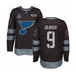 Men's St. Louis Blues #9 Doug Gilmour Authentic Black 1917-2017 100th Anniversary 2019 Stanley Cup Champions Hockey Jersey