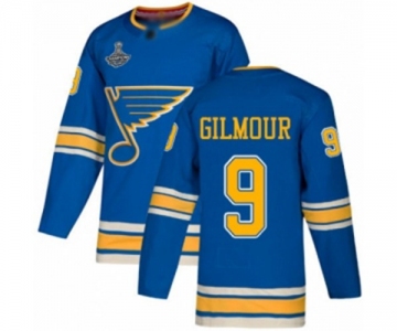 Men's St. Louis Blues #9 Doug Gilmour Authentic Navy Blue Alternate 2019 Stanley Cup Champions Hockey Jersey