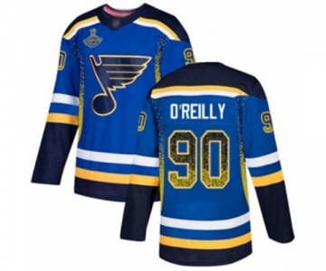 Men's St. Louis Blues #90 Ryan O'Reilly Authentic Blue Drift Fashion 2019 Stanley Cup Champions Hockey Jersey