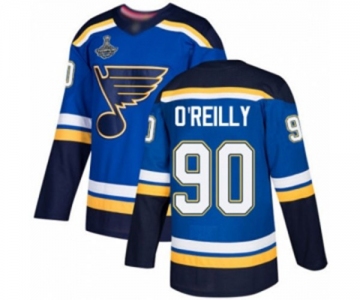 Men's St. Louis Blues #90 Ryan O'Reilly Authentic Royal Blue Home 2019 Stanley Cup Champions Hockey Jersey