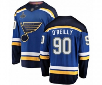 Men's St. Louis Blues #90 Ryan O'Reilly Fanatics Branded Royal Blue Home Breakaway 2019 Stanley Cup Champions Hockey Jersey