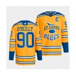 Men's St. Louis Blues #90 Ryan O'Reilly Yellow 2022-23 Reverse Retro Stitched Jersey