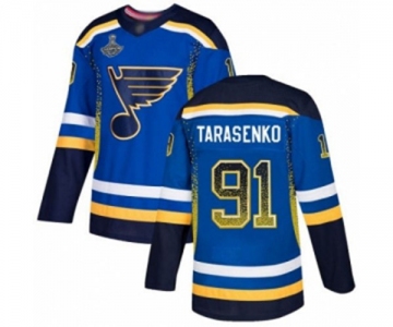 Men's St. Louis Blues #91 Vladimir Tarasenko Authentic Blue Drift Fashion 2019 Stanley Cup Champions Hockey Jersey