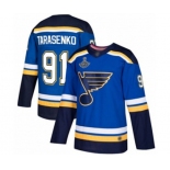 Men's St. Louis Blues #91 Vladimir Tarasenko Authentic Royal Blue Home 2019 Stanley Cup Champions Hockey Jersey