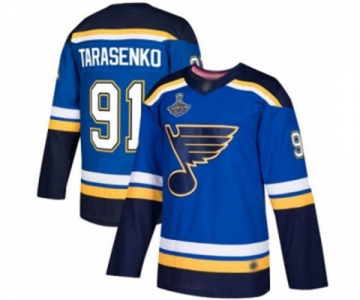 Men's St. Louis Blues #91 Vladimir Tarasenko Authentic Royal Blue Home 2019 Stanley Cup Champions Hockey Jersey