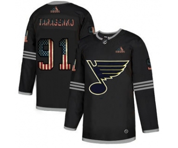 Men's St. Louis Blues #91 Vladimir Tarasenko Black USA Flag Limited Hockey Jersey