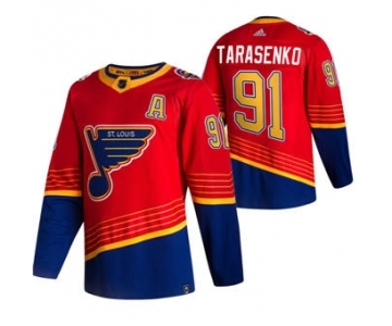 Men's St. Louis Blues #91 Vladimir Tarasenko Red 2020-21 Reverse Retro Alternate Hockey Jersey