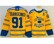 Men's St. Louis Blues #91 Vladimir Tarasenko Yellow 2022-23 Reverse Retro Stitched Jersey