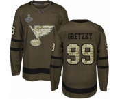 Men's St. Louis Blues #99 Wayne Gretzky Authentic Green Salute to Service 2019 Stanley Cup Champions Hockey Jersey