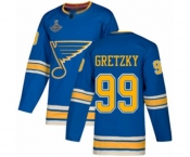 Men's St. Louis Blues #99 Wayne Gretzky Authentic Navy Blue Alternate 2019 Stanley Cup Champions Hockey Jersey