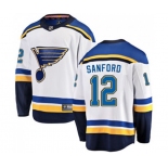 St. Louis Blues #12 Zach Sanford Fanatics Branded White Away Breakaway NHL Jersey