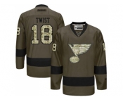 St. Louis Blues #18 Tony Twist Green Salute to Service Stitched NHL Jersey