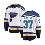 St. Louis Blues #37 Klim Kostin Fanatics Branded White Away Breakaway NHL Jersey