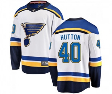 St. Louis Blues #40 Carter Hutton Fanatics Branded White Away Breakaway NHL Jersey