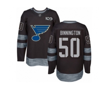 St. Louis Blues #50 Jordan Binnington Authentic Black 1917-2017 100th Anniversary Hockey Jersey