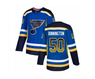 St. Louis Blues #50 Jordan Binnington Authentic Blue Drift Fashion Hockey Jersey