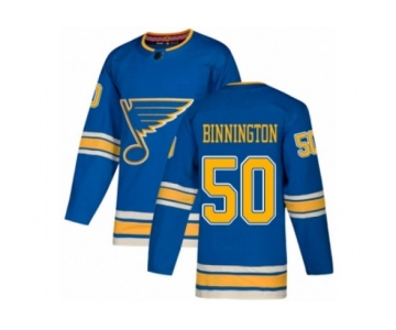 St. Louis Blues #50 Jordan Binnington Authentic Navy Blue Alternate Hockey Jersey