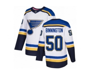 St. Louis Blues #50 Jordan Binnington Authentic White Away Hockey Jersey