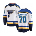 St. Louis Blues #70 Oskar Sundqvist Fanatics Branded White Away Breakaway NHL Jersey