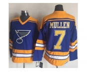 St.Louis Blues #7 Joe Mullen Light Blue Yellow CCM Throwback Stitched NHL Jersey