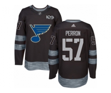 en's Adidas St. Louis Blues #57 David Perron Authentic Black 1917-2017 100th Anniversary NHL Jersey