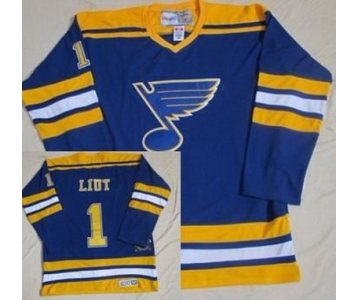 nhl jerseys st. louis blues #1 mike liut blue(ccm throwback)