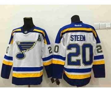 nhl jerseys st. louis blues #20 steen white[patch A]