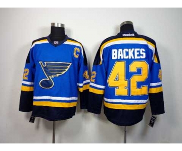 nhl jerseys st. louis blues #42 backes lt.blue[patch C]