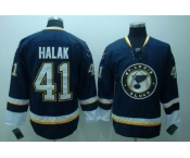 nhl st. louis blues #41 halak dark blue third jersey