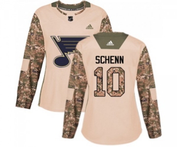 Women Adidas St. Louis Blues #10 Brayden Schenn Authentic Camo Veterans Day Practice NHL Jersey