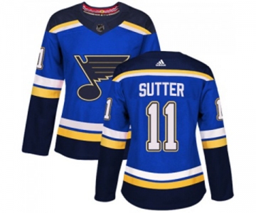 Women Adidas St. Louis Blues #11 Brian Sutter Authentic Royal Blue Home NHL Jersey