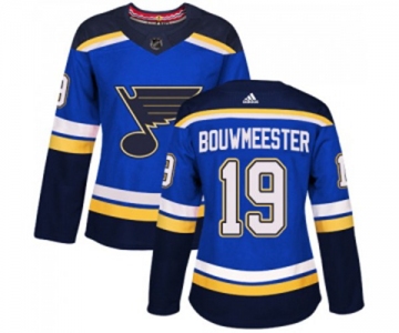 Women Adidas St. Louis Blues #19 Jay Bouwmeester Authentic Royal Blue Home NHL Jersey