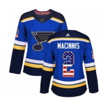 Women Adidas St. Louis Blues #2 Al Macinnis Authentic Blue USA Flag Fashion NHL Jersey