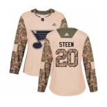 Women Adidas St. Louis Blues #20 Alexander Steen Authentic Camo Veterans Day Practice NHL Jersey