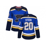 Women Adidas St. Louis Blues #20 Alexander Steen Blue Home Authentic Stitched NHL Jersey