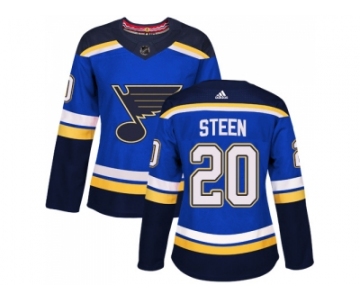 Women Adidas St. Louis Blues #20 Alexander Steen Blue Home Authentic Stitched NHL Jersey