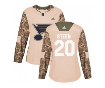 Women Adidas St. Louis Blues #20 Alexander Steen Camo Authentic 2017 Veterans Day Stitched NHL Jersey