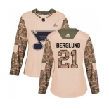 Women Adidas St. Louis Blues #21 Patrik Berglund Authentic Camo Veterans Day Practice NHL Jersey