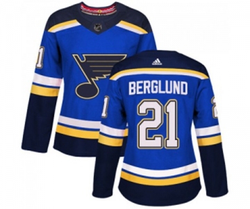 Women Adidas St. Louis Blues #21 Patrik Berglund Authentic Royal Blue Home NHL Jersey